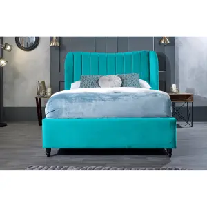 Carli Plush Velvet Teal Bed Frame