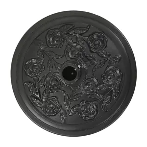 20KG Parasol Base Heavy Duty Round Cement Umbrella Stand for Outdoor Deck Garden with Flower Decorative Pattern