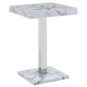 Topaz Diva Marble Effect Gloss Bar Table 2 Ripple White Stools