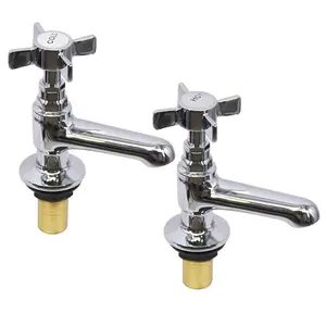 Rinse Bathrooms Basin Pair Traditional Bathroom Sink Taps Mixers Ceramic Lever Bath Tub Tap Chrome