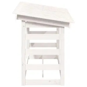 Berkfield Firewood Rack White 108x64.5x78 cm Solid Wood Pine