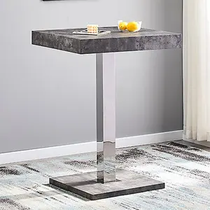 Topaz Concrete Effect Bar Table With 2 Ripple Grey Stools