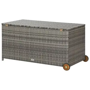 Berkfield Garden Storage Box Light Grey 120x65x61 cm Poly Rattan