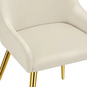 Dining Chair Avane - upholstered in velvet look, padded, ergonomic, high backrest - beige