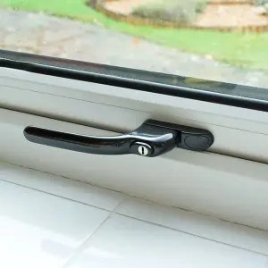 uPVC Window Handle Black - Universal Inline Locking Espag Window Handle - 40mm Spindle