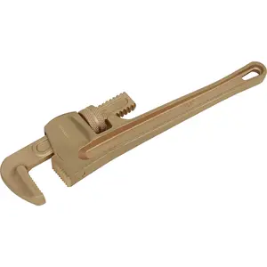 350mm Adjustable Pipe Wrench - Non-Sparking Beryllium Copper with 65mm Jaw Capacity