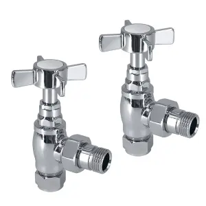 Right Radiators Towel Radiator Rail Valves Chrome Angled Central Heating Taps 15mm (Pair)