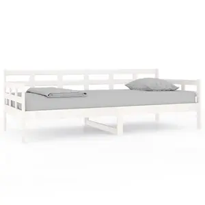 Berkfield Day Bed White Solid Wood Pine 90x200 cm