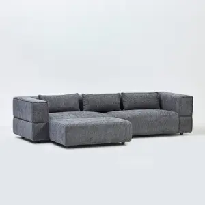 Aurora 4 Seater Sofa in Mikah Ashen with Ottoman