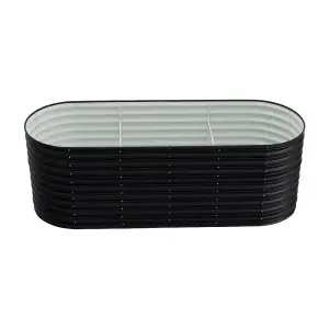 Anthracite Oval Garden Three-grid Metal Raised Bed Galvanized Raised Planter Box Outdoor Raised Garden Bed Kit