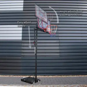 Hy-Pro Adjustable Basketball Stand With Handle - 2.3m - 3.05m, With Wheels, Portable, Backboard, Basketball Hoop, For Adults &