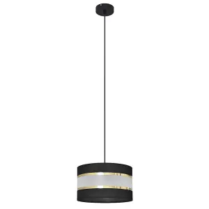 Luminosa Helen Cylindrical Pendant Ceiling Light Black, Gold 25cm