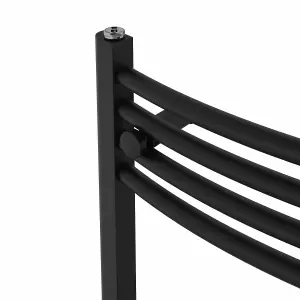 Rinse Bathrooms Electric Heated Towel Rail Curved Black Bathroom Towel Radiator 1400x500mm - 800W