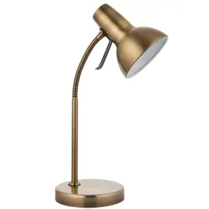 Adjustable Neck Desk Lamp Antique Brass Industrial Metal Shade Table Work Light