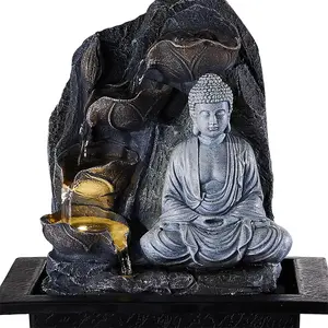 Tabletop Buddha Water Fountain Decor with Lights