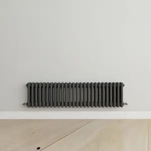 Horizontal Anthracite Triple Column Radiator (H) 300mm x (W) 1190mm, 3762 BTU.