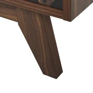 Beliani Retro TV Stand Dark Wood PRESCOT