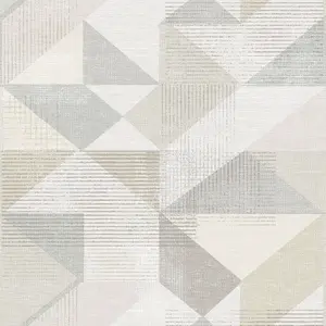 Galerie Geometrix Beige Grey Silk Screen Geometric Smooth Wallpaper