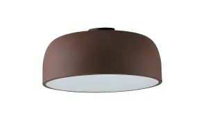 Luminosa Bistrot Flush Ceiling Light, Bronze, White, E27