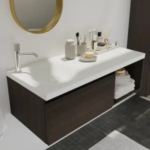 GoodHome Kentia Matt White Rectangular Vanity Basin (W)100.6cm