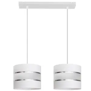 Luminosa Helen Straight Bar Pendant Ceiling Light White, Silver 45cm