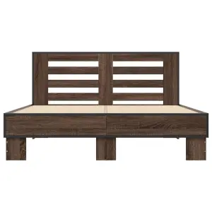 Berkfield Bed Frame without Mattress Brown Oak 140x200 cm