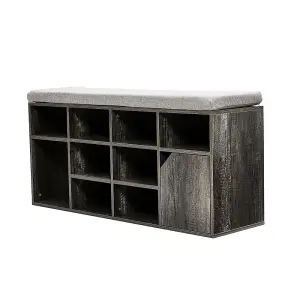 Grey Wooden Shoe Bench Shoe Storage Organizer Shoe Cabinet with Seat Padded 103cm (W) x 30cm (D) x 49.5cm (H)