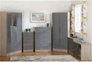 Cascio 3 Door Wardrobe Zipcode Design Finish: Grey Gloss/Light Oak Effect Veneer