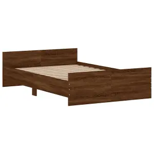 Berkfield Bed Frame with Headboard and Footboard Brown Oak 120x190 cm