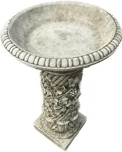 Large Stone Cast 'Bacchus' Design Birdbath