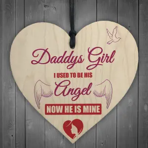 MEMORIAL Daddy's Girl Father's Day Gift Angel Wood Heart Dad Grandad Sign Grave