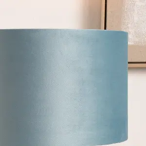 40cm Duck Egg Velvet Cylinder Table Lampshade Elegant Soft Blue Drum Floor Lamp Shade