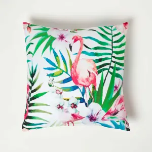 Homescapes Pink Flamingo Outdoor Cushion 45 x 45 cm, Set of 2