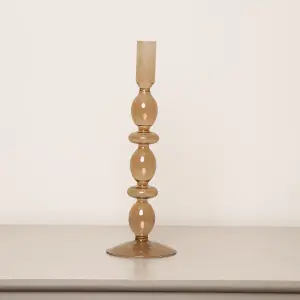 Melody Maison Tall Brown Glass Candle Holder - 27cm