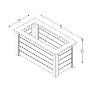 Forest Garden Cambridge Wooden Rectangular Planter (H)50cm (W)100cm