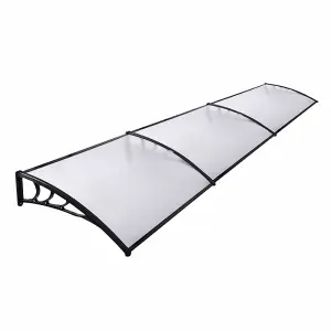 Black Outdoor Front Door Canopy Outdoor Awning Rain Shelter 270 cm