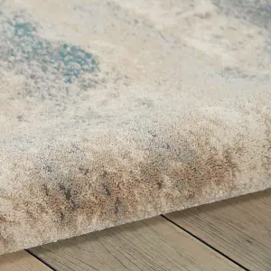 Ivory Teal Abstract Luxurious Modern Easy to clean Rug for Dining Room Bed Room and Living Room-239cm X 320cm