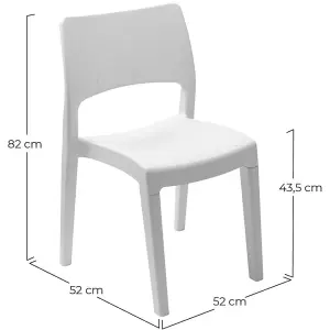 82cm Height Modern Garden Plastic Chair Set Patio Outdoor Furniture White 4 Pcs