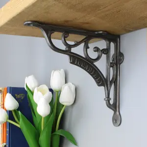 Oakcrafts - Pair of Antique Cast Iron London Piccadilly Shelf Bracket - 195mm x 180mm