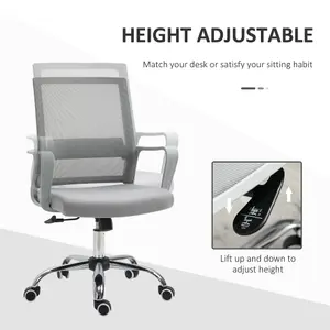 Vinsetto Mesh Office Chair Desk Chair w/ Swivel Seat Adjustable Height Grey