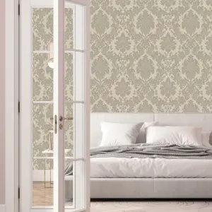 Belgravia Décor Ciara Damask Soft Silver Wallpaper