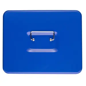 Hardys Metal Cash Box Money Bank Deposit Steel Tin Security Safe Petty Key Lockable - 12" Blue