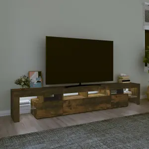 Berkfield TV Cabinet with LED Lights Smoked Oak 230x36.5x40 cm