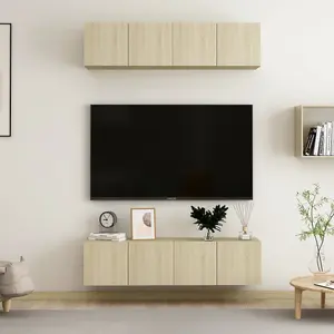 Berkfield TV Cabinets 4 pcs Sonoma Oak 60x30x30 cm Engineered Wood