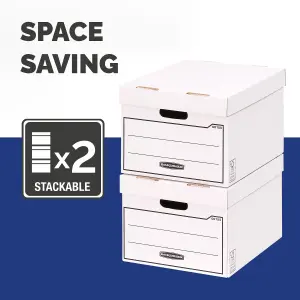 10 BANKERS BOX Multi Use Storage Boxes with Lids Cardboard Storage Boxes W32 x H25 x D39cm Pack of 10 White