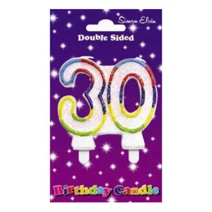 Simon Elvin Double Sided 30th Birthday Candle (Pack Of 6) Multicoloured (One Size)