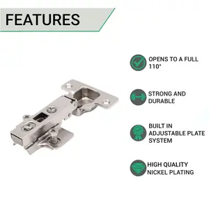 AFIT Full Overlay 110 Degree Sprung Clip-On Kitchen Cabinet Hinge 35mm - c/w Euro Screws - Each