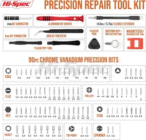 Hi-Spec 108pc Precision Screwdriver Bits & Opening Pry Bar Tool Kit Set for Electronics, Mobile Phones, Drones & Gadget Repair