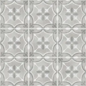 Perla Grey Matt Patterned Stone effect Ceramic Indoor Wall & floor Tile, Pack of 9, (L)330mm (W)330mm