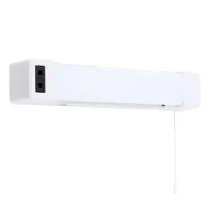 ValueLights Horizon Modern Gloss White 5W LED Bathroom Wall Light with Shaver Socket and Pull Switch